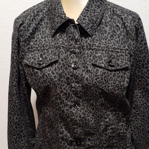 Baccini Grey Animal Zebra Print Jacket - Size Medium - Picture 1 of 4